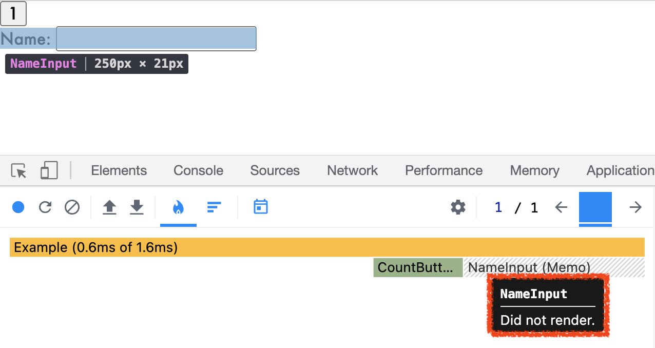 Profiling result - after using React.memo